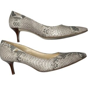Cole Haan Snakeskin Pointed Toe Kitten Heel Pumps 8B Neutral‎